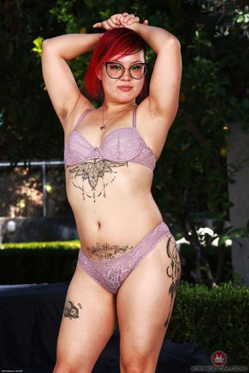 Gemma Naya in ATK Petites set Purple Lingerie