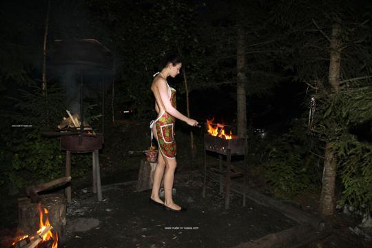 Nastia B in Nude In Russia set Evening Barbecue