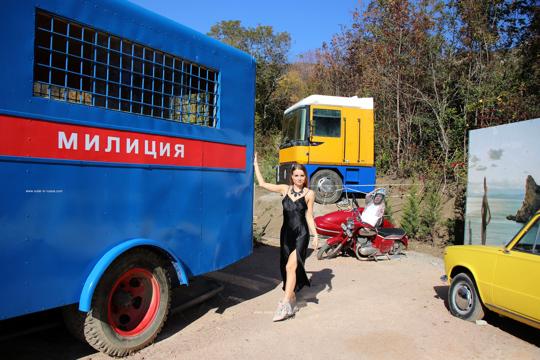 Vlada in Nude In Russia set GAZ 51 Militsya Prison truck