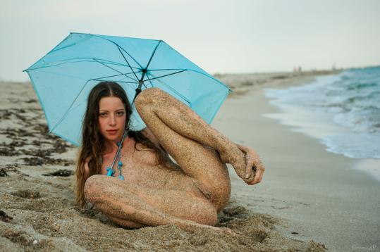 Mika A in Stunning 18 set Mika Umbrella At The Beach